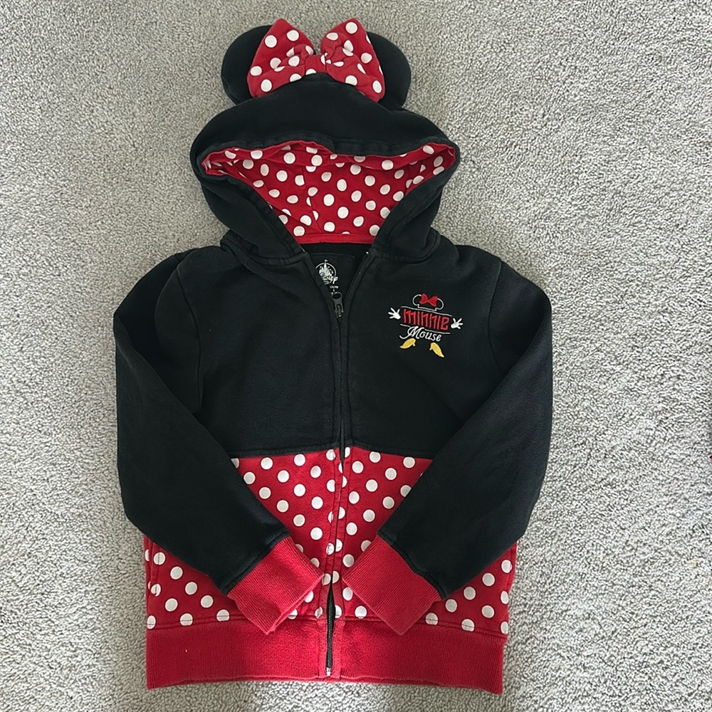 Disney Parks Minnie Mouse Hoodie Zip Front Sweatshirt
